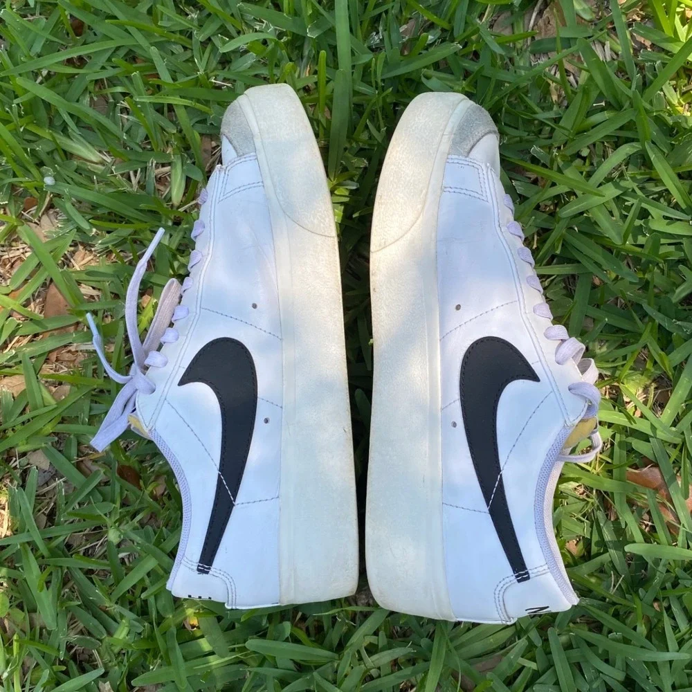 Nike Blazer‎ Low 77 Platform White Black Sneakers DJ0292-101 Womens 10